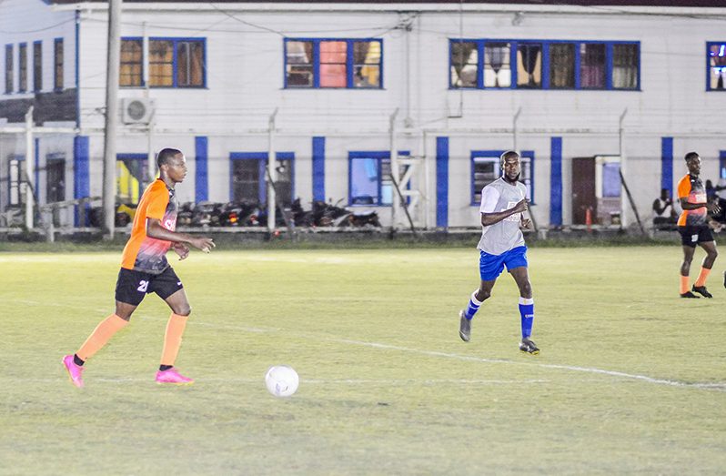 Slingerz' Leo Lovell (on the ball) in action against Winners Connection during their semifinal win