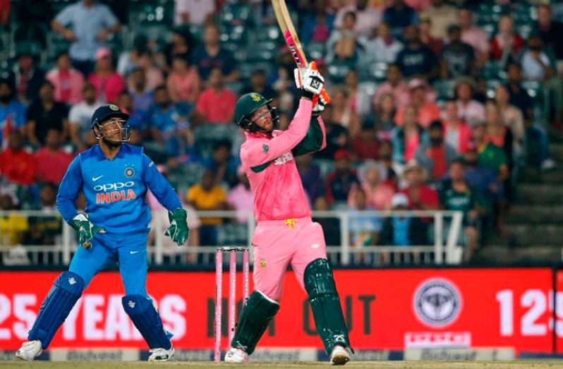 Heinrich Klaasen struck some lusty blows in South Africa v India 4th ODI, in Johannesburg, yesterday. (AFP)
