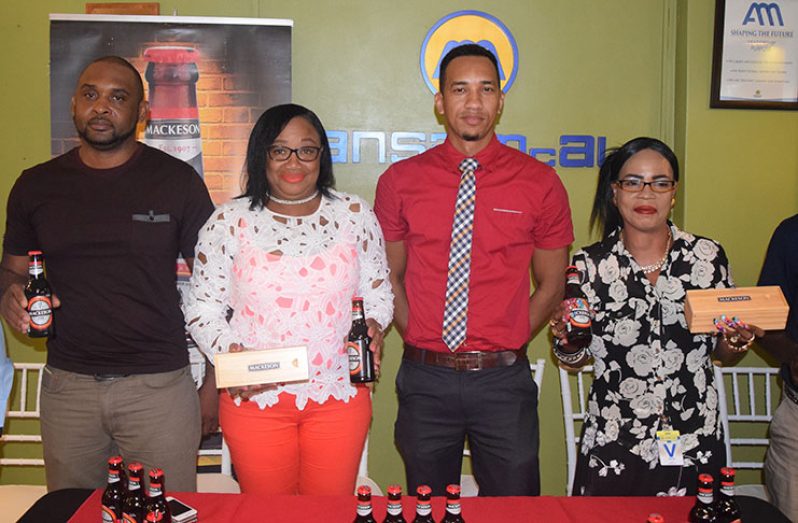 (L-R) Rodwell Phillips (GNDF VP), Barbara Marshall (GNDF secretary), Mackeson Rep. Sean Abel and GNDF president Faye Joseph.