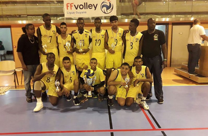 The triumphant male Guyana Under-20 volleyball team