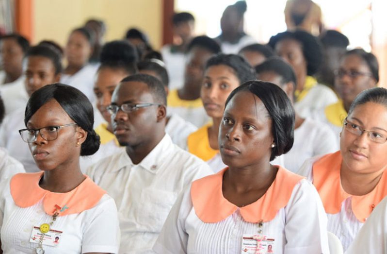Nurses in Guyana at a meeting (DPI photo)