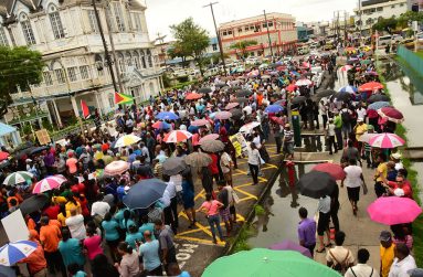 Hundreds of Guyanese turned up in front of City Hall on multiple occasions to protest the Parking Meter agreement between City Hall and Smart City Solutions
