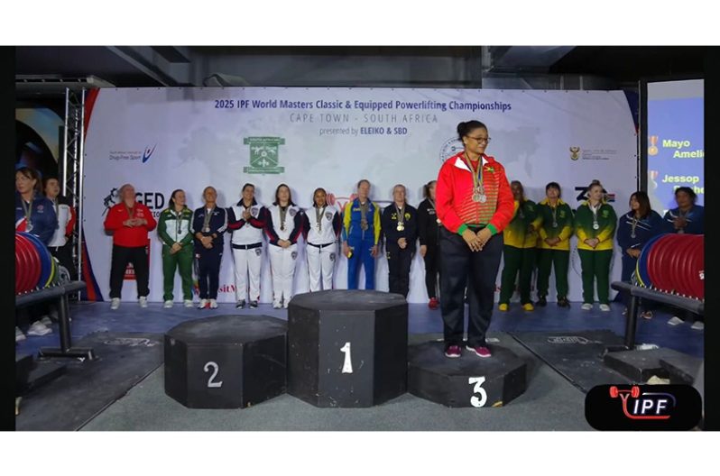 Taharally on the podium at the IPF Masters Championship