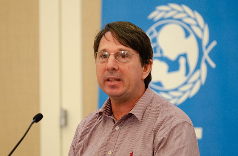 UNICEF’s Officer in Charge of Emergency and Disaster Risk Management, Ian Jones (Delano Williams photo)