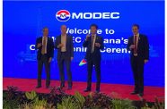 (L-R) Senior Executive Managing Officer, Katsuyuki Imaizumi & Group COO; ExxonMobil Guyana's President, Alistair Routledge; Oichi Ide, the Group's Chief Digital Officer and Head of Floating Production Solutions at MODEC; and MODEC's Country Manager, Rafael Fumis (OilNow photo)