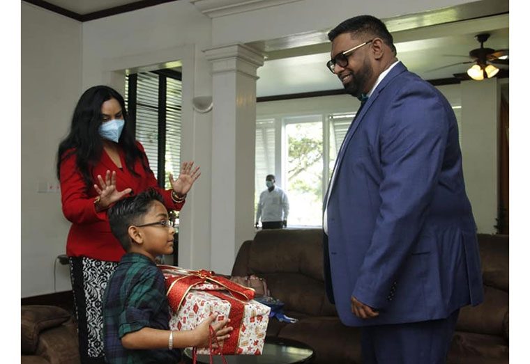 Ayush Bharat and Minister of Human Services and Social Security, Dr. Vindhya Persaud during his meeting with President Irfaan Ali on Christmas Eve Day at State House
