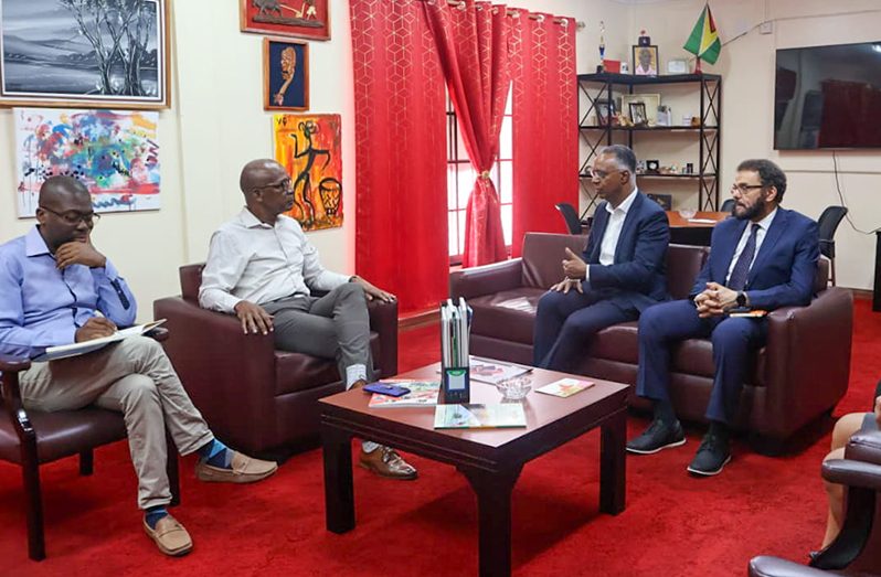 Minister of Labour Joseph Hamilton (right) and CEO of BIT Richard Maughn during the meeting with George Brown College Representatives