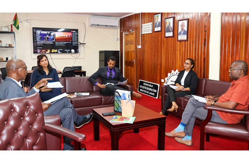 Minister of Labour Joseph Hamilton and CEO of BIT Richard Maughn engaged in a constructive meeting with CLBD representatives