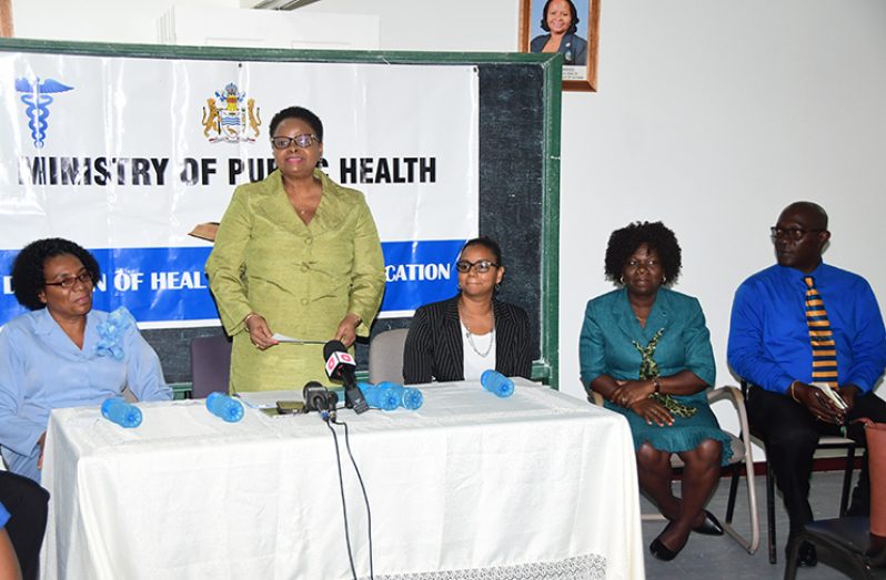 (From left) Nursing and Midwifery Education consultant to the ministry of Public Health, Mandy La fleur; Minister of Public Health, Volda Lawrence; Director of Health Sciences, Seraiah Validum, Clinical and Regional Health Coordinator, Carolyn Hicks; Adviser to the Minister of Public Health, John Adams
