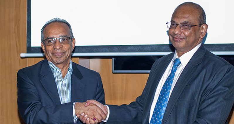 PSC Chairman, Edward Boyer and TERI’s Dr Ajay Mathur following the inking of the MOU yesterday