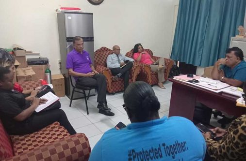 Director General of the Ministry of Health, Dr. Vishwa Mahadeo, meets with management of the NAPH