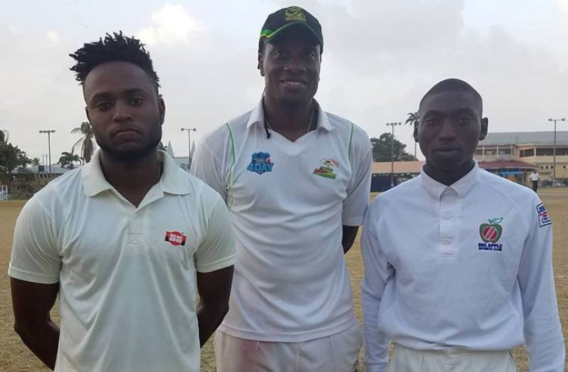 (L-r) Keon Morris, Steven Jacobs and Jerimiah Scott led Malteenoes with ball and bat.
