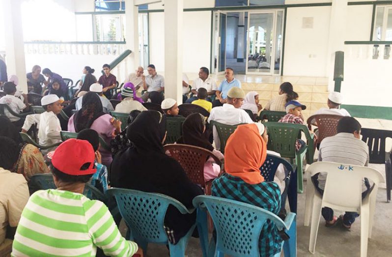 Children seated at the Meten-Meer-Zorg Primary School and Masjid as elders expressed words of encouragement Sunday