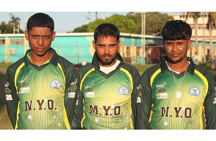 : (L-r) Marlon Boele, Khemraj Ramdeen and Christopher Surat excelled for MYO over the weekend.