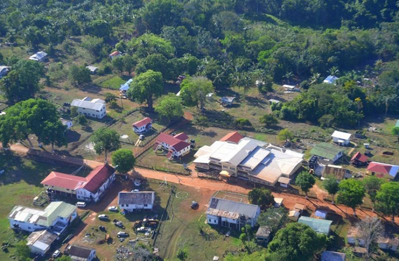 An aerial view of the Mabaruma Regional Hospital (at centre)