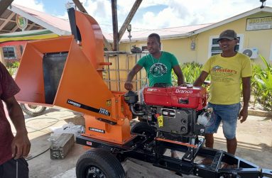 One of the newly acquired machines to process the by-products of coconuts (Ricky Roopchand photos)