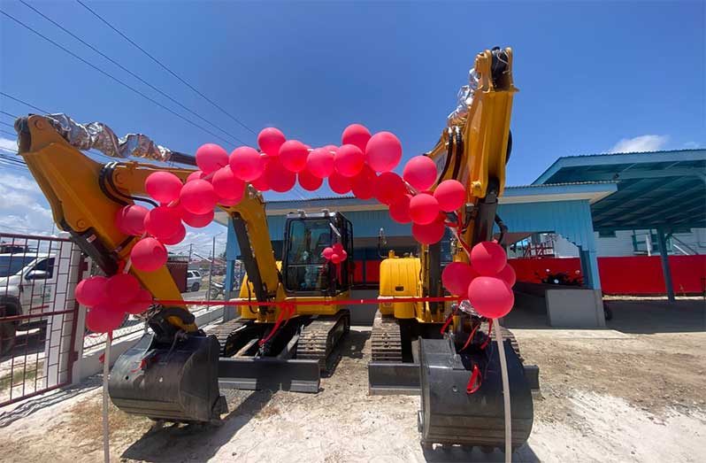 The two new mini excavators that were handed over to the Region Two administration by Agriculture Minister Zulfikar Mustapha on Thursday afternoon