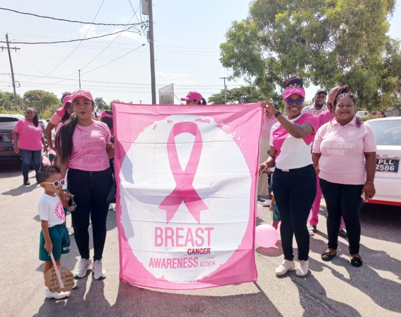 Teachers and parents at the cancer walk last Friday