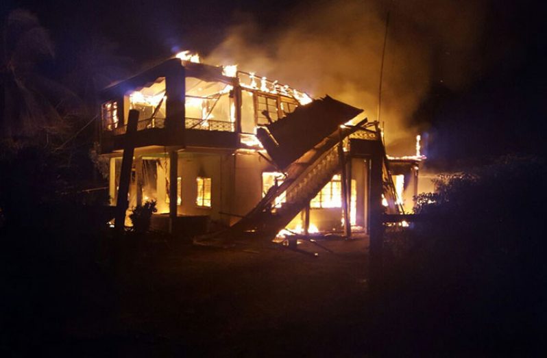 The house on fire Tuesday night