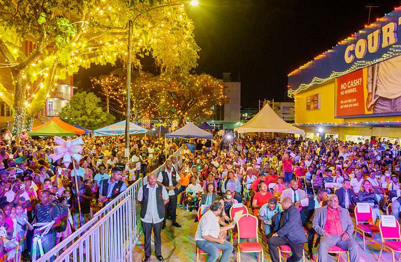 A section of the crowd at the light-up. Pictured at far right is Prime Minister Mark Phillips (Delano Williams photos)