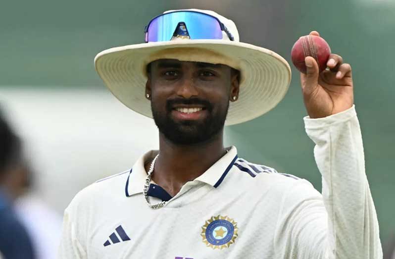 Manav Suthar spun his way to a five-for with the old ball  •  (AFP/Getty Images)