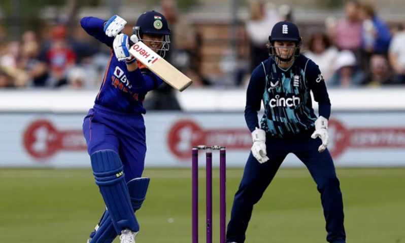 Smriti Mandhana made 91 off 99 balls with 10 fours and a six  •  (Getty Images)