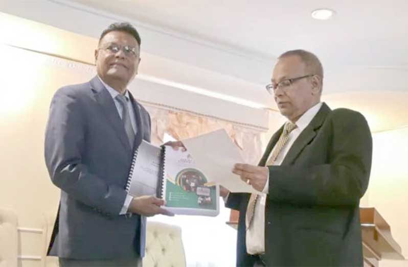 Auditor General, Deodat Sharma, hands over two key reports to Speaker of the National Assembly, Manzoor Nadir