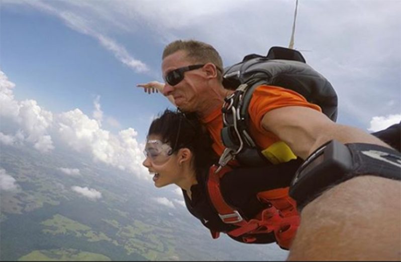 Marcia made jumping from a plane look easy, of course with the assistance of someone