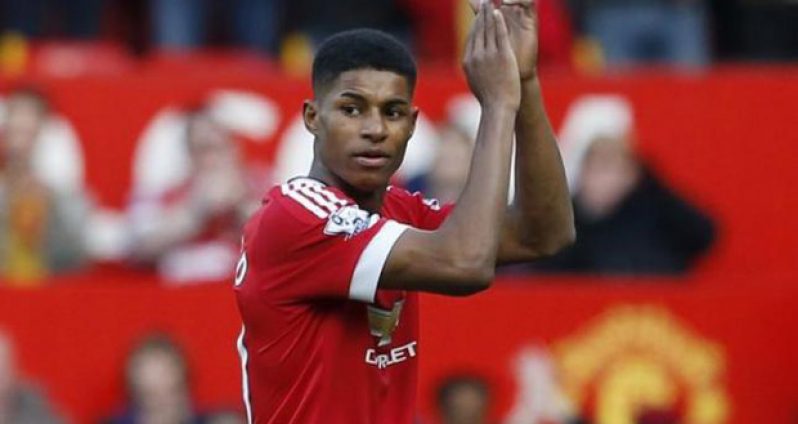 Manchester United's Marcus Rashford applauds the fans after the match. (Reuters/Phil NobleLivepic)