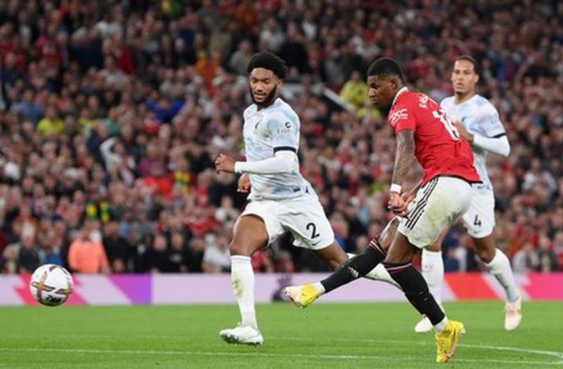 Marcus Rashford ended a run of 997 minutes without a goal in all competitions for Manchester United against Liverpool.