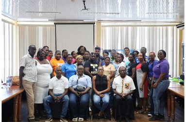Seated from left: Chairperson of the AAG’s Development Committee, Mark Scott, President of the AAG, Sheryl Hermonstine, Cristy Campbell along with officials of the AAG