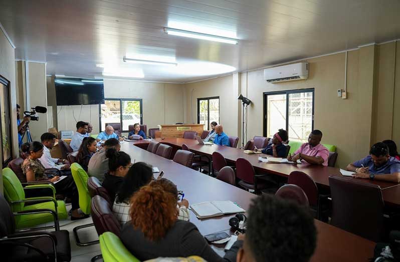 Minister of Local Government and Regional Development, Priya Manickchand and Permanent Secretary Miguel Choo-Kang, on Monday, met with heads of departments and key personnel to review ongoing projects and advance several priorities across the ministry’s portfolio