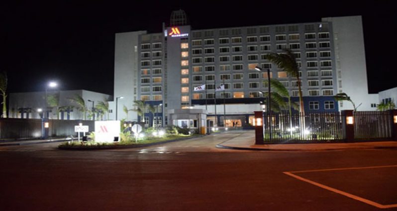 The Marriott Hotel at night