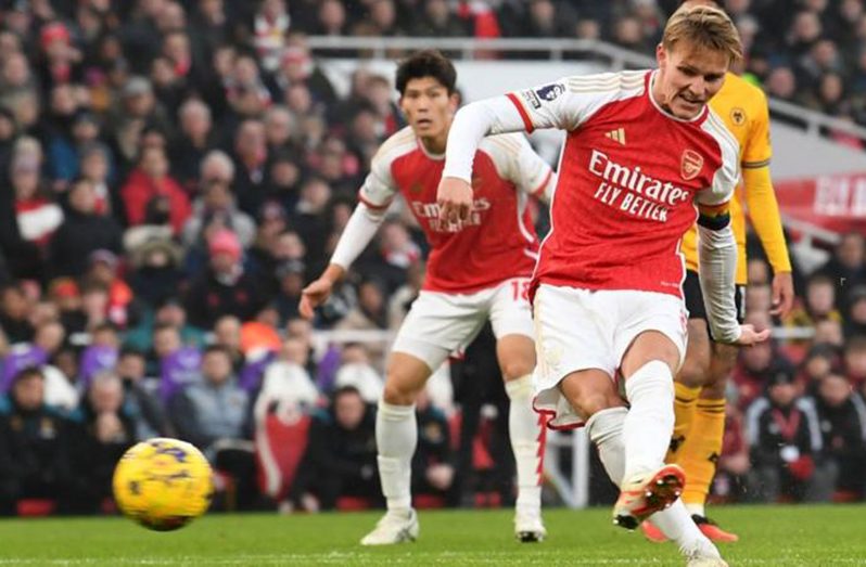 Martin Odegaard finished off a superb team move to double Arsenal's lead against Wolves
