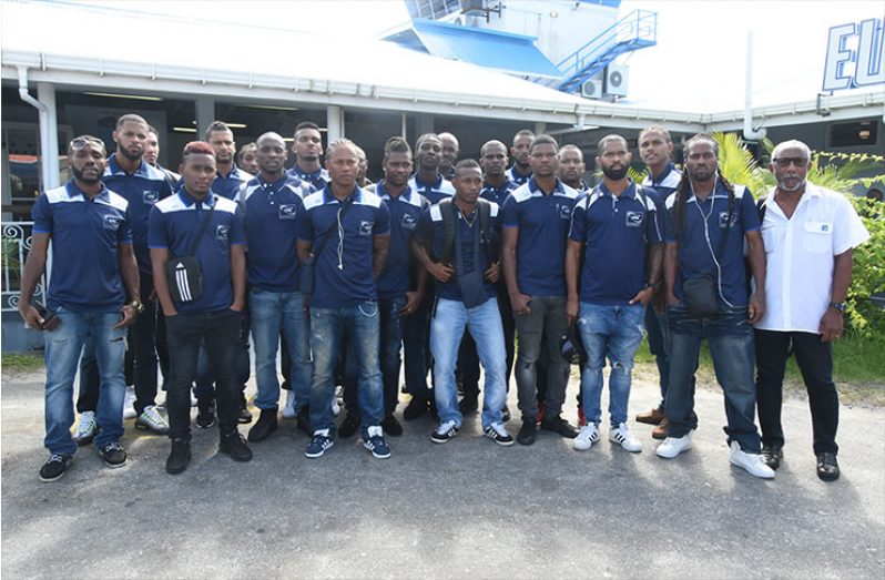 Martinique upon their arrival at the Eugene F. Correira International Airport on Monday. (Adrian Narine photo)