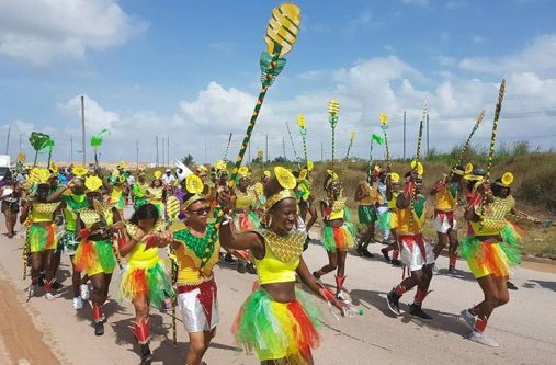 A young contingent ‘Mashin’ through the parade route on Sunday