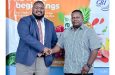 Fruta Conquerors Football Club President Martin Massiah (left) and Samuel Arjoon, General Manager of Guyana Beverages Inc., reiterated the company's commitment to the partnership