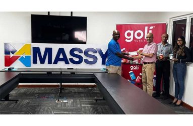 In the photo (left to right): Brian Hackett, LGC Public Relations Officer; Troy Beharry, CEO of Massy Distribution; Mahesh Shivraj (LGC Member), and Neelam Dharmo (Head of Health + Beauty Division, Massy Distribution)