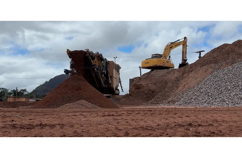 Materials being crushed so they can be sold to small-scale miners