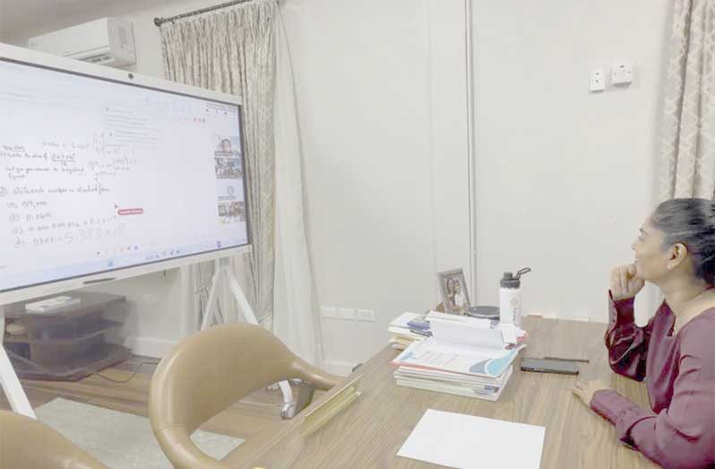 Minister of Education, Sonia Parag, personally engaged with students during virtual sessions Wednesday morning, connecting with Kato Secondary School in Region Eight, Baramita Secondary School in Region One and Dora Secondary School along the Demerara River