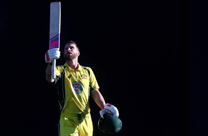 Matthew Wade celebrates his maiden ODI century against Pakistan in Brisbane.