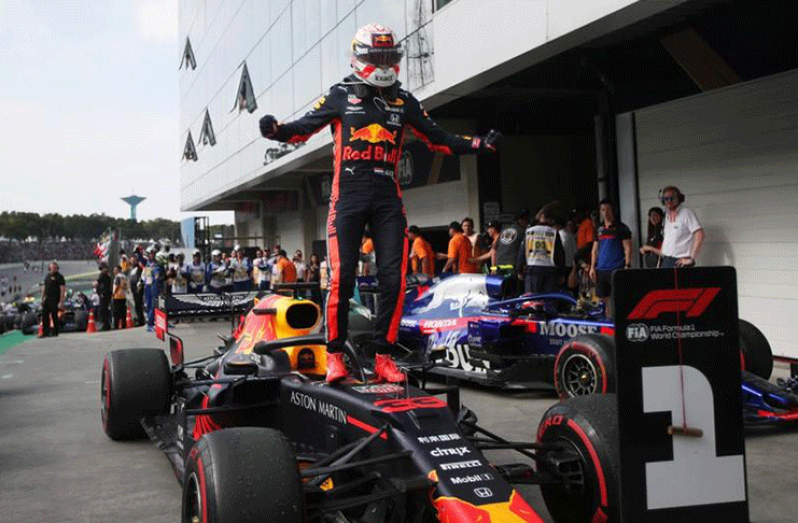 Sao Paulo, Brazil -  Red Bull's Max Verstappen celebrates after winning the race REUTERS/Ricardo Moraes