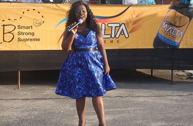 Mayor of Linden Waneka Arrindell addressing the gathering at the opening ceremony