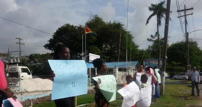 The peaceful protest for justice by family members and relatives of Claude Mc Pherson yesterday outside the water company