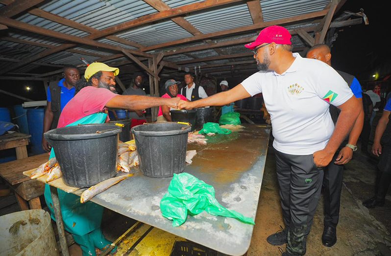 Following another visit by President Dr. Mohamed Irfaan Ali to the Meadow Bank Wharf in Georgetown, the area will undergo additional improvements, as part of the government’s efforts to enhance the working environment of those plying their trade there (Office of the President photos)