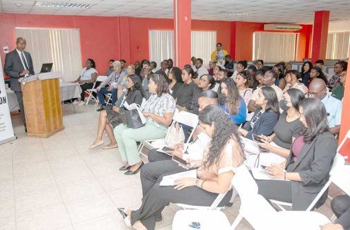 Deputy Chief Elections Officer, Aneal Giddings during his address to media operatives on Wednesday (Delano Williams Photo)