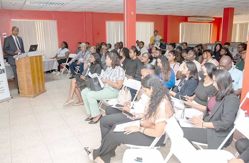 Deputy Chief Elections Officer, Aneal Giddings during his address to media operatives on Wednesday (Delano Williams Photo)