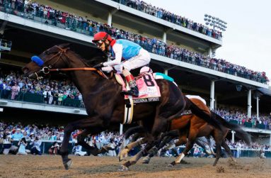 John Velazquez aboard Medina Spirit (8) wins the 147th running of the Kentucky Derby at Churchill Downs, May 1, 2021, Louisville, Kentucky, USA. (Mandatory Credit: Michael Clevenger-USA TODAY Sports/File photo)