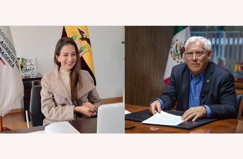 The Minister of Agriculture and Livestock of Ecuador, Tanlly Vera Mendoza, and the Secretary of Agriculture and Rural Development of Mexico, Víctor Villalobos