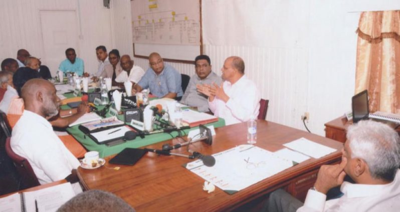A PPP delegation meeting with GECOM officials, during the Commission’s most recent sit-down with a political party